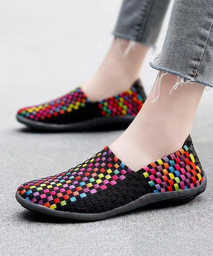 Knit Fabric Black Diy Soft Splicing Flats Shoes