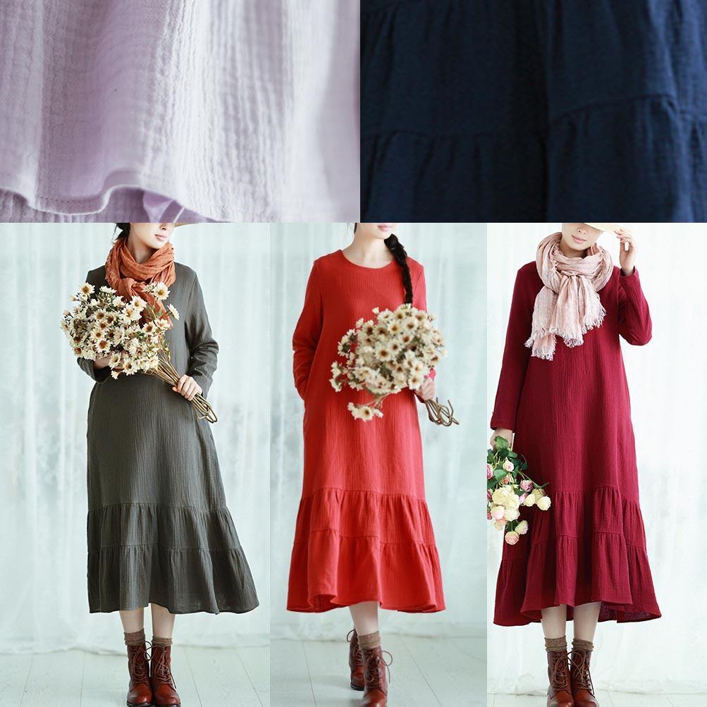 O Neck Ruffles Spring Quilting Clothes Design Orange Traveling Dress