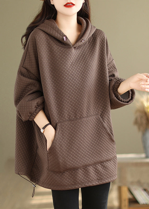 Coffee Pockets Warm Fleece Sweatshirt Hooded Winter