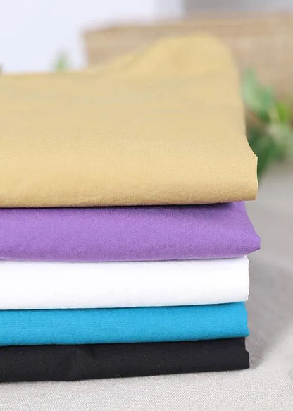 Simple Blue O-neck Cotton Shirt Tops Summer