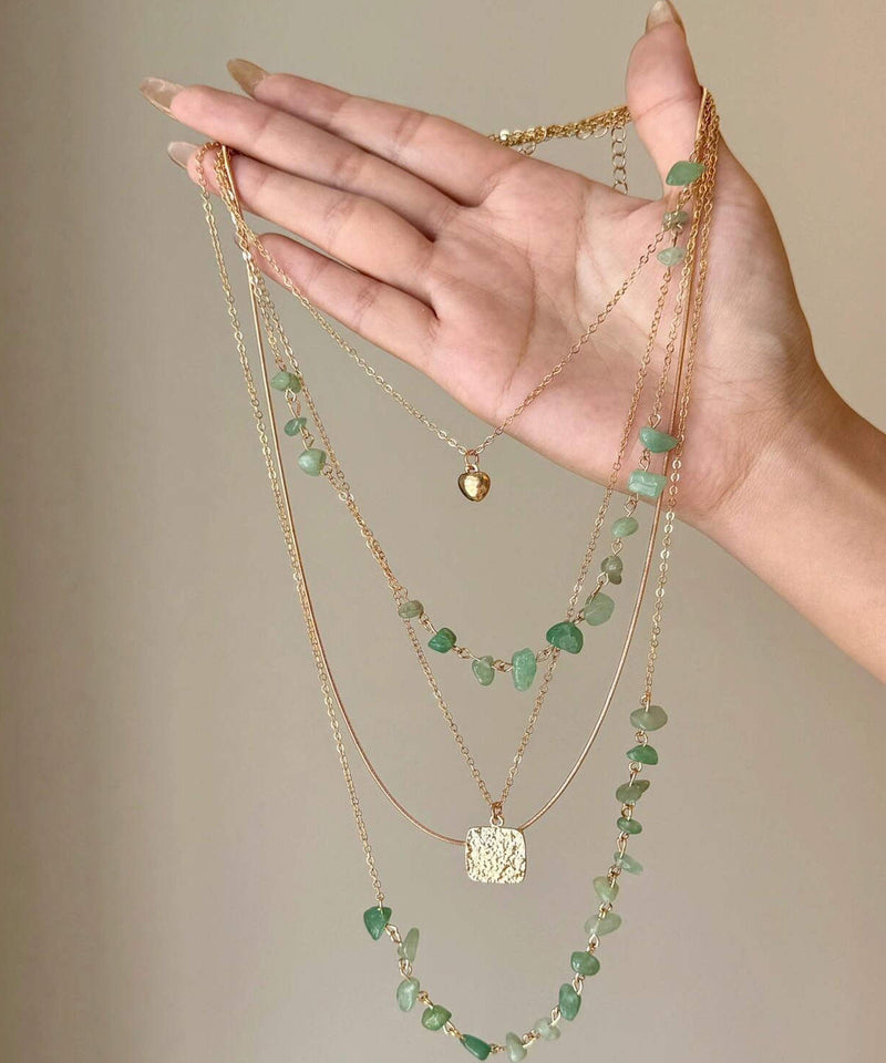 Fine Gold Copper Alloy Gravel Gratuated Bead Necklace