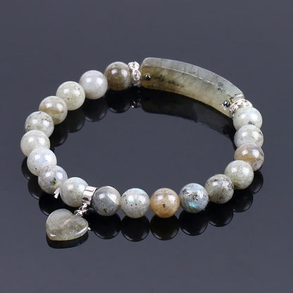 8mm Amethyst Healing Beads Love Heart Bracelet for Meditation
