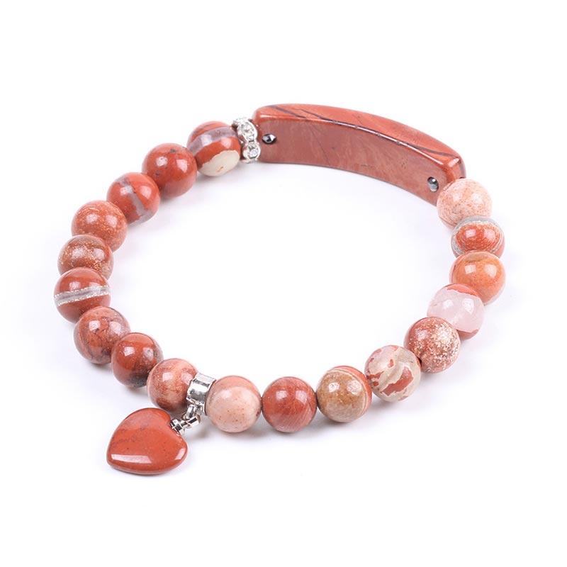 8mm Amethyst Healing Beads Love Heart Bracelet for Meditation