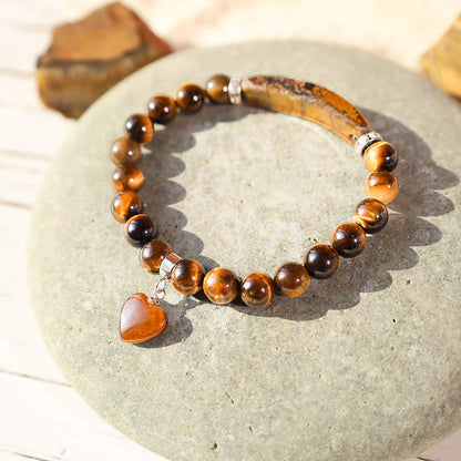 8mm Clear Quartz Love Heart Healing Bracelet for Balance