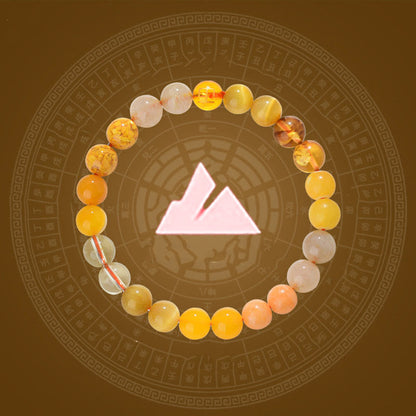 8mm Five Elements Yellow Agate Bracelet for Balance & Prosperity