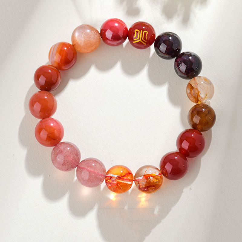 8mm Five Elements Yellow Agate Bracelet for Balance & Prosperity