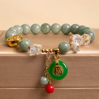 8mm Strawberry Quartz Jade Fu Character Healing Bracelet