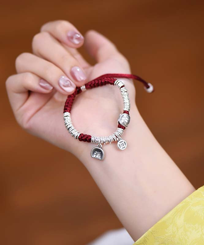 Red 999 Sterling Silver Zodiac Year Charm Bracelet