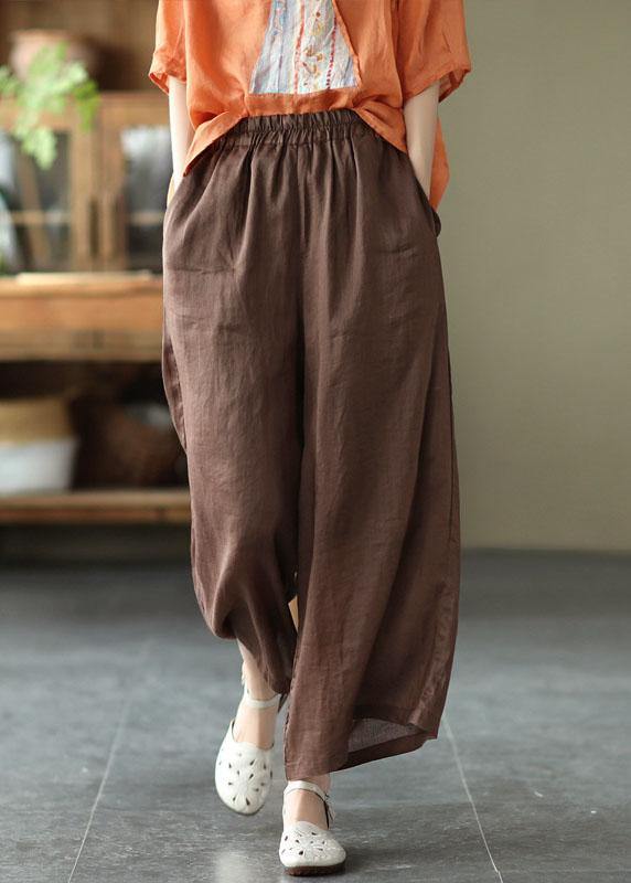 Chocolate Summer Ramie Wide Leg Pants