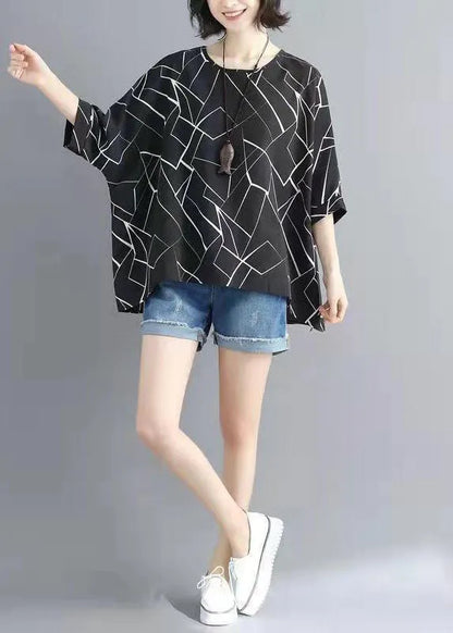 French Black Letter O-neck Loose Spring Shirts