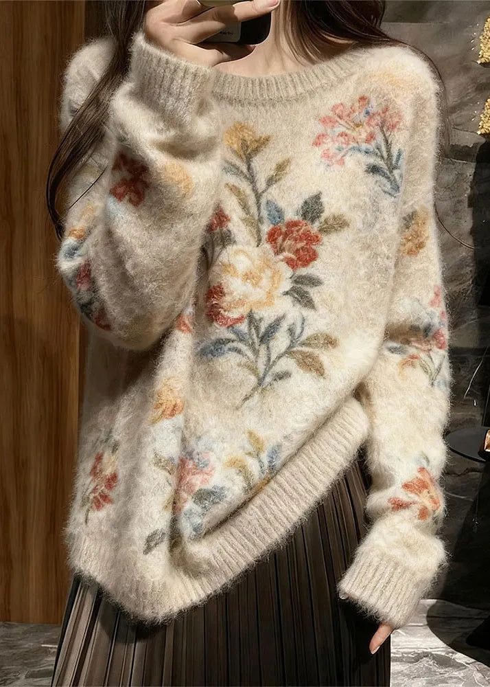 Original Design O Neck Thick Knit Pullover Winter