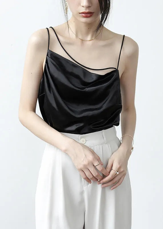 Brief Apricot Slash Neck Satin Top Summer