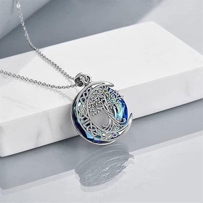 Celestial Crystal Tree of Life Moon Necklace