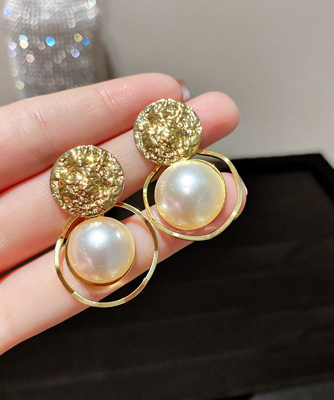 Diy Gold Sterling Silver Alloy Pearl Stud Earrings