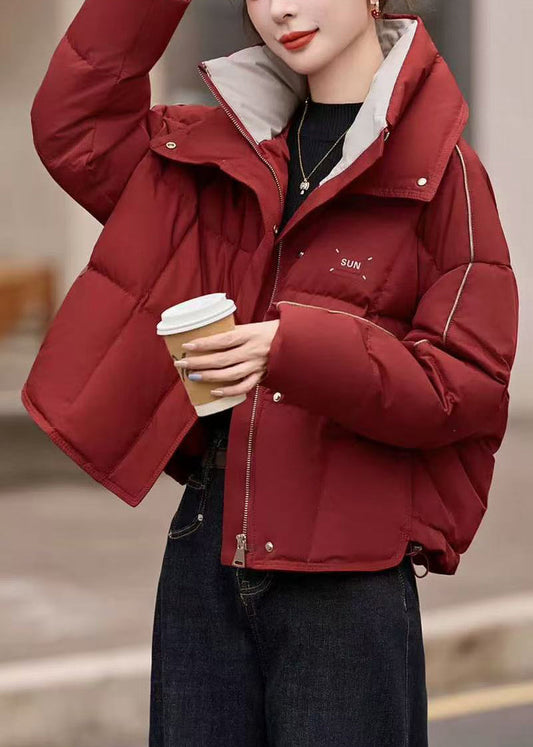 Red Oversized Warm Duck Down Puffer Coat Winter