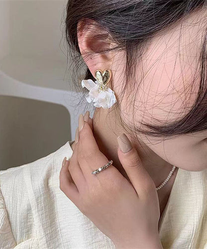 Fine White Sterling Silver Love Drop Earrings