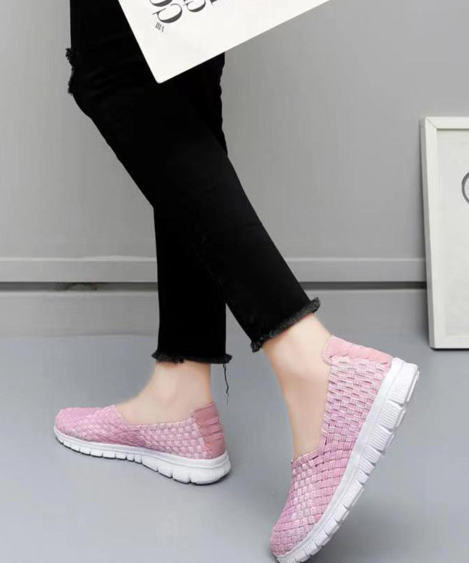 Pink Flat Shoes Knit Fabric Comfortable Splicing Soofairy Shoes-20251