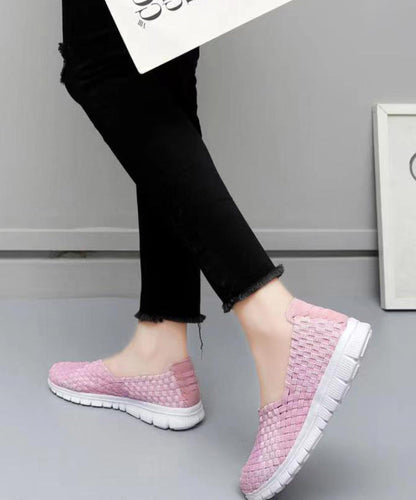 Pink Flat Shoes Knit Fabric Comfortable Splicing Soofairy Shoes-20251