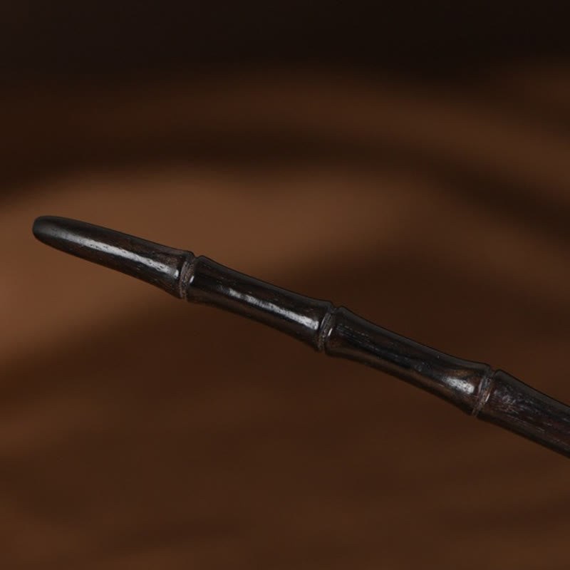 925 Sterling Silver Chinese Hairpin With Red Sandalwood and Ebony