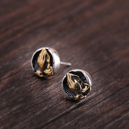 925 Sterling Silver Namaste Spiritual Stud Earrings for Equality & Protection