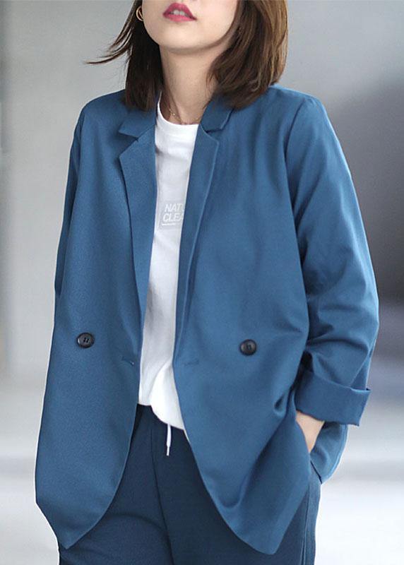 Loose Blue Peterpan Collar Button Fall Coats Long Sleeve