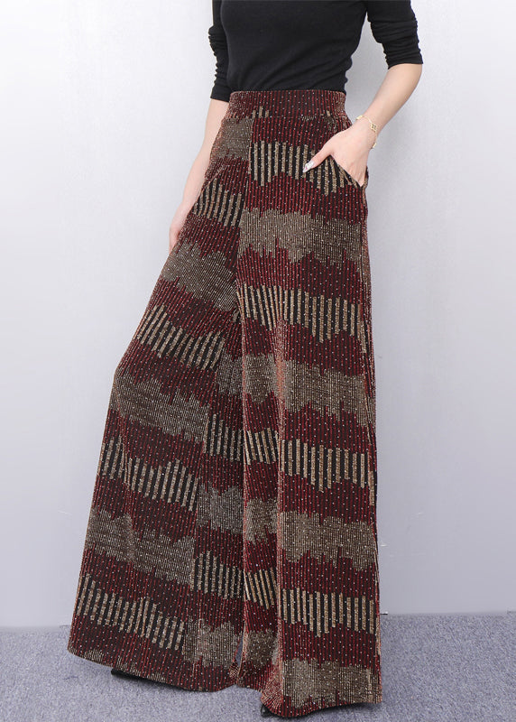 Fall Brown Elegance Metallic Wide-leg Trousers
