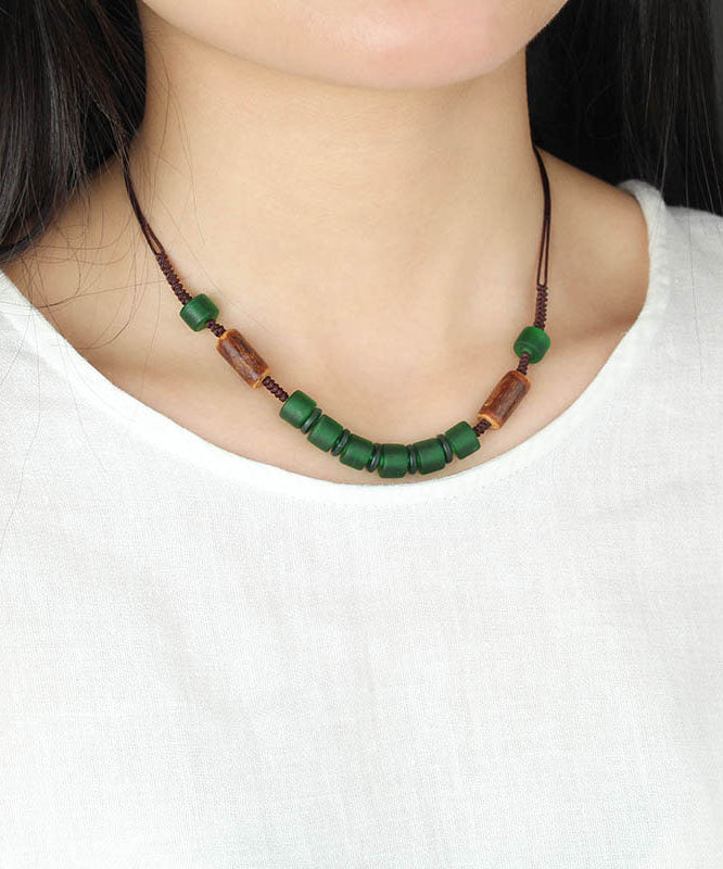 Green Hand Knitting Coloured Glaze Gratuated Bead Necklace