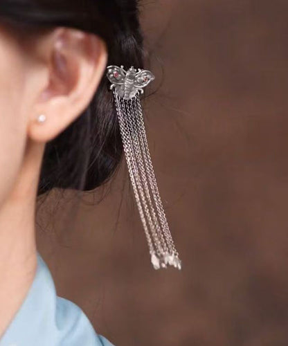 Silk Sterling Silver Butterfly Tassel Hairpin