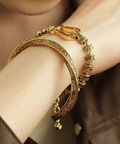 Gold Antique Gold Bangles Two Piece Set