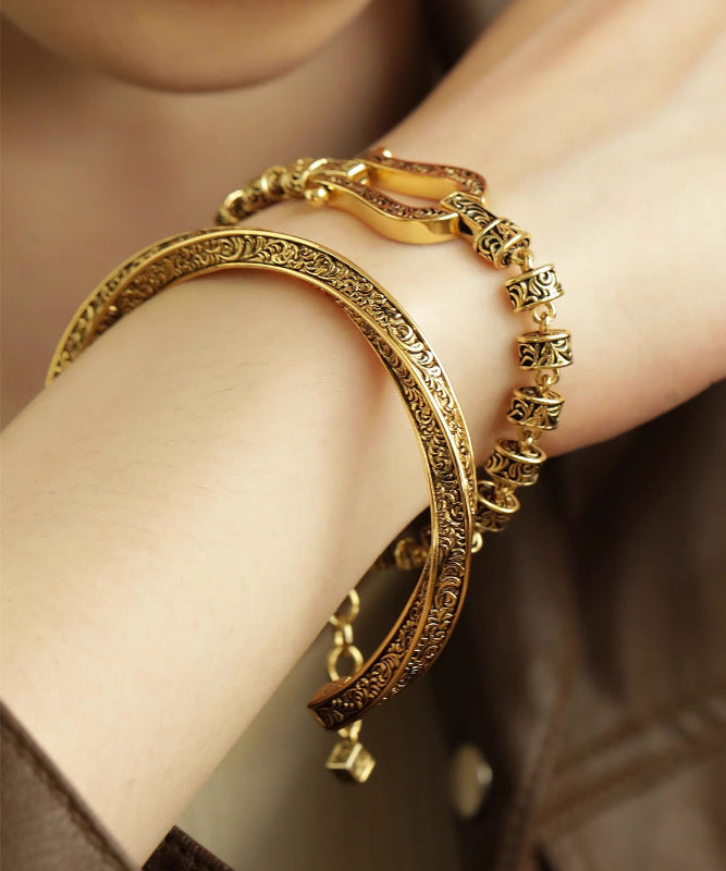 Gold Antique Gold Bangles Two Piece Set
