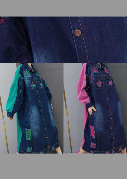 Green Quilting Clothes Lapel Hole Maxi Spring Dresses