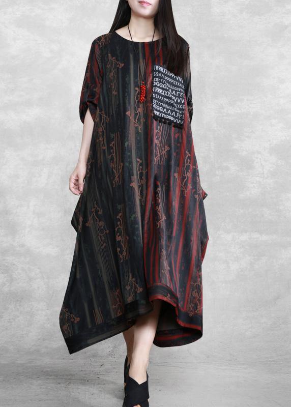 Asymmetric Dresses Print Robes Spring Dresses Gown