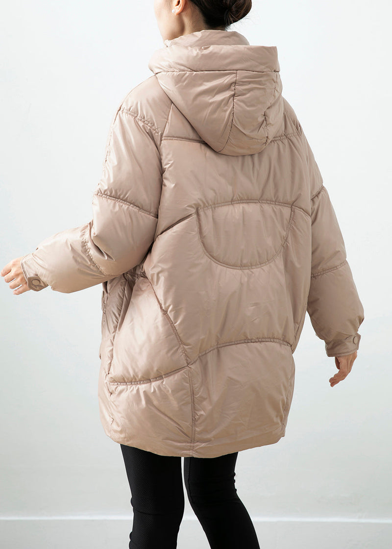 Khaki Hooded Oversized Duck Down Puffer Jacket Winter