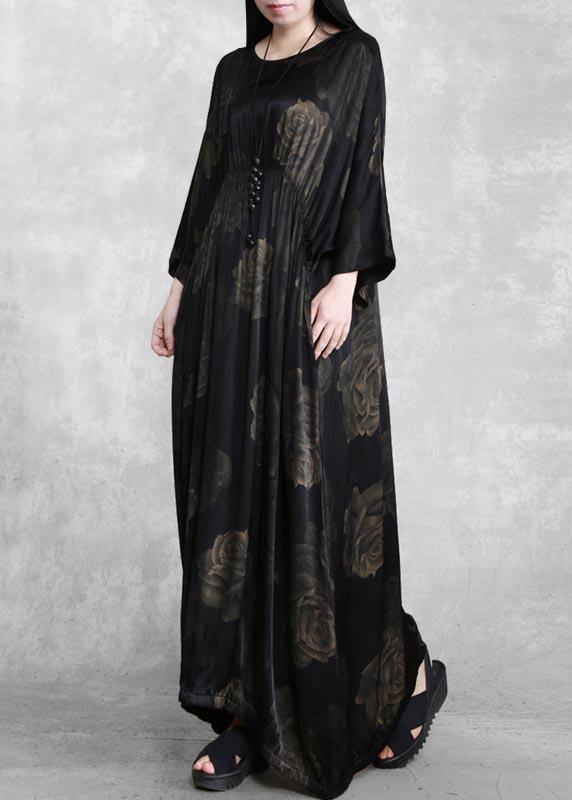 O Neck Cinched Spring Dresses Lnspiration Black Print Traveling Dress