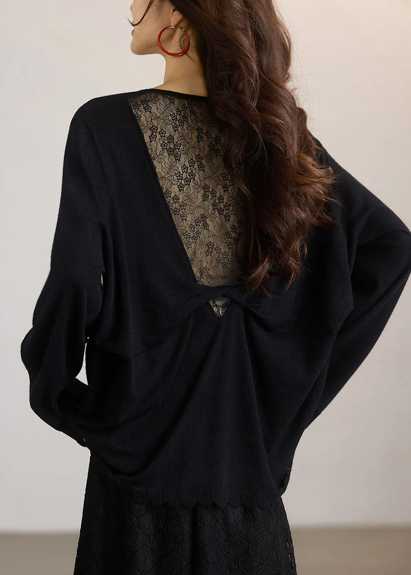 New Grey O Neck Lace Patchwork Cotton T Shirts Tops Spring