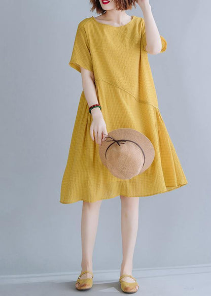 Yellow Asymmetrical Design Maxi Summer Chiffon Dress