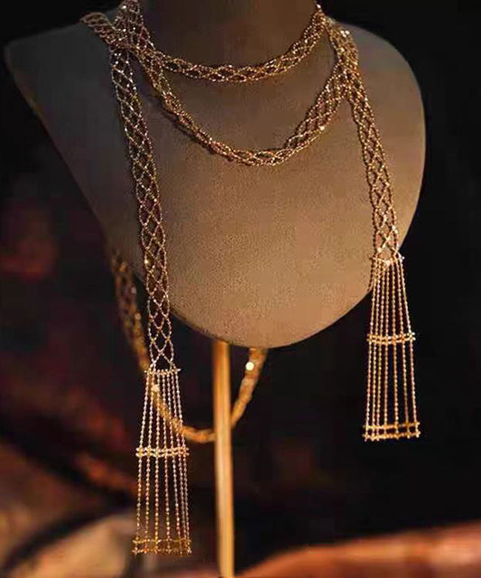 Gold Sterling Silver Overgild Chain Hollow Out Necklace