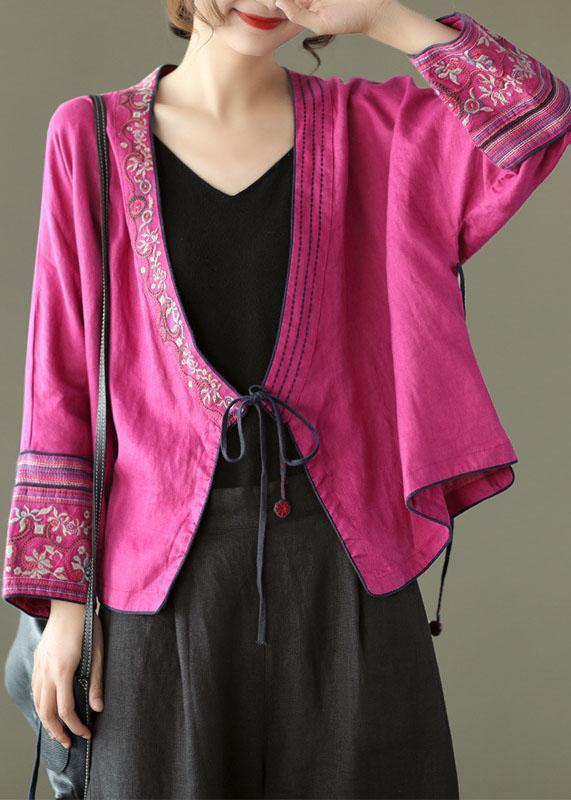 Navy Embroidered Long Sleeve Linen Shirt