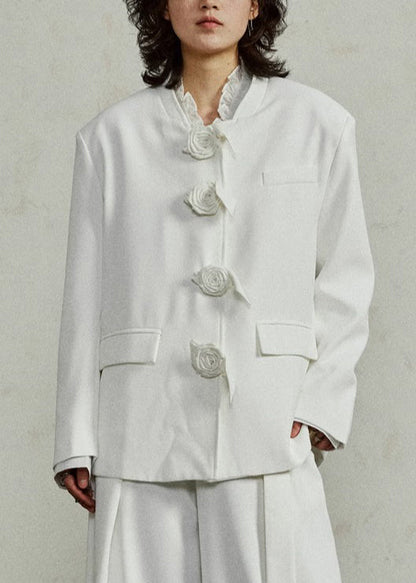 Original Design White Spandex Coat Fall