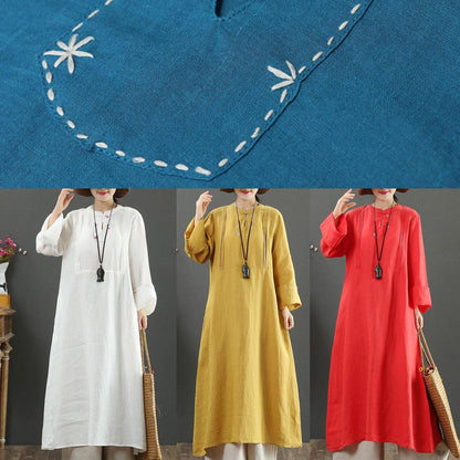 Stand Collar Pockets Spring Clothes Work Navy Long Dress