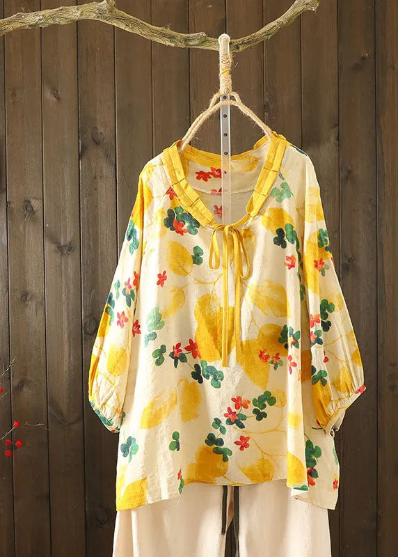 Green Print Clothes Ruffled Asymmetric Clothing Top