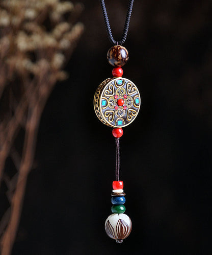 Handmade Red Agate Ping an Plaque Pendant Necklace