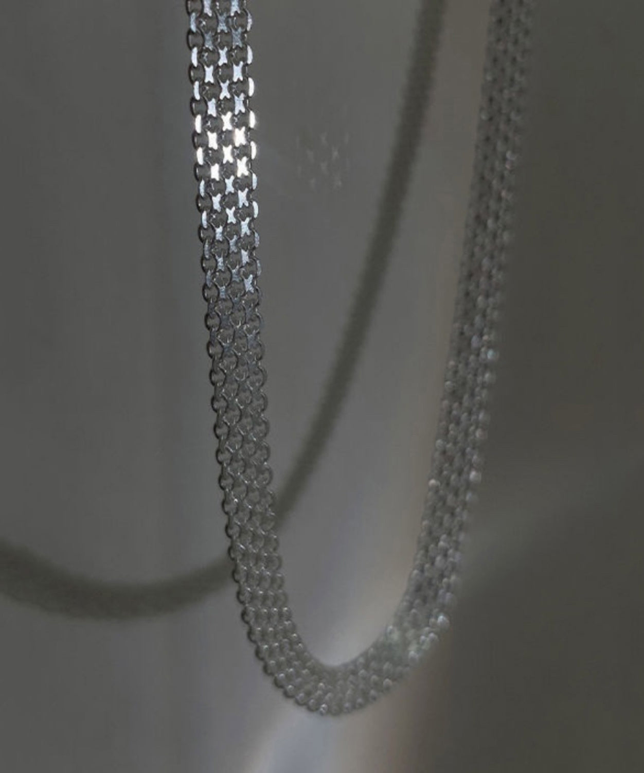 Simple White Sterling Silver Hand Woven Collar Necklace