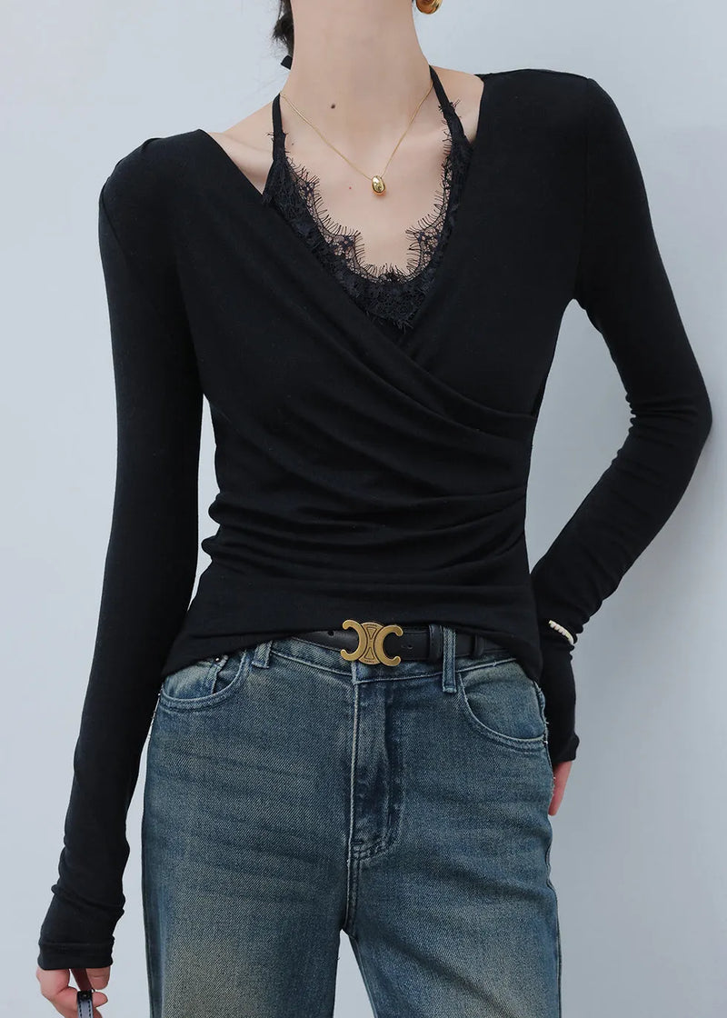 Art White Asymmetrical Cotton Halter Tops Spring