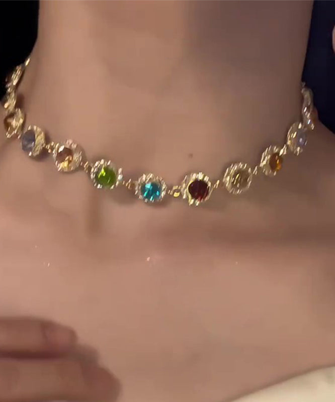 Gold Copper Overgirl Zircon Collar Necklace