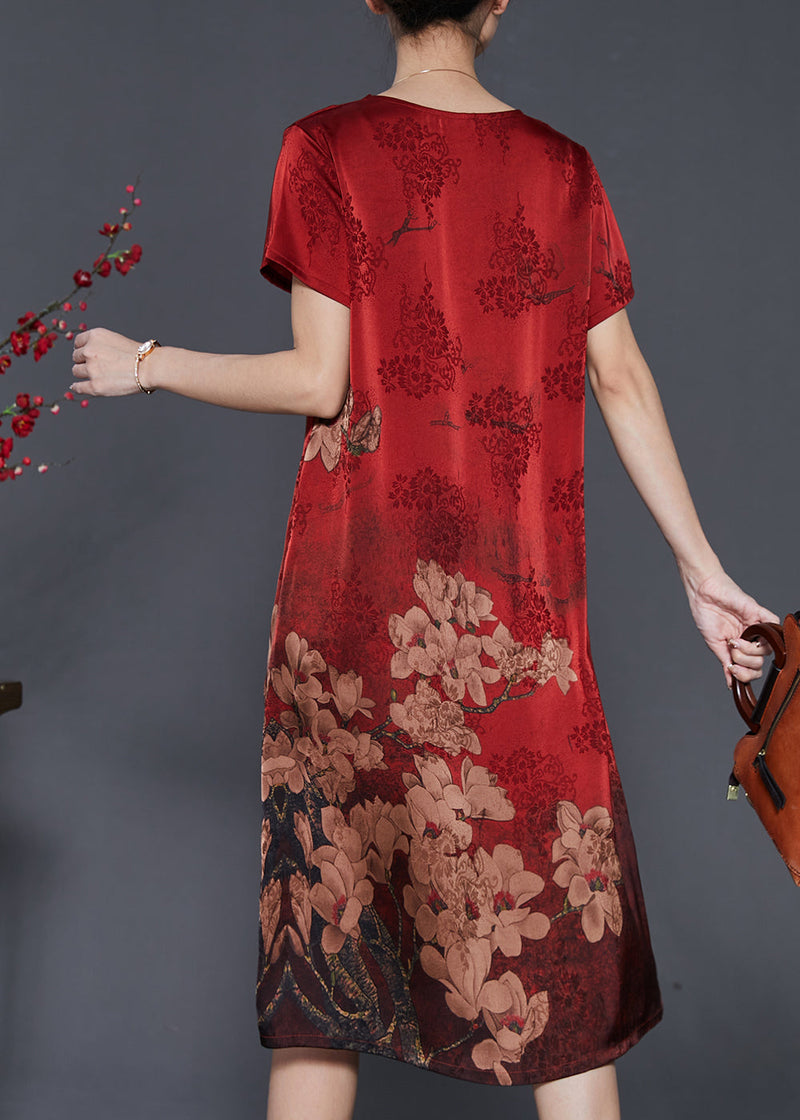 Mulberry Print Silk Oriental Dresses Summer