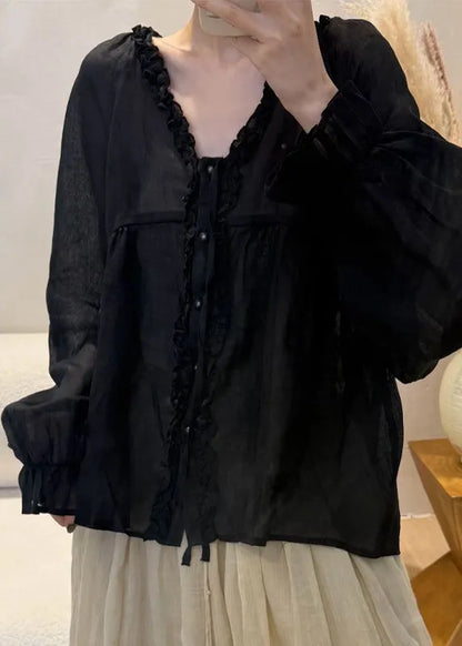 Simple White V Neck Patchwork Top Fall
