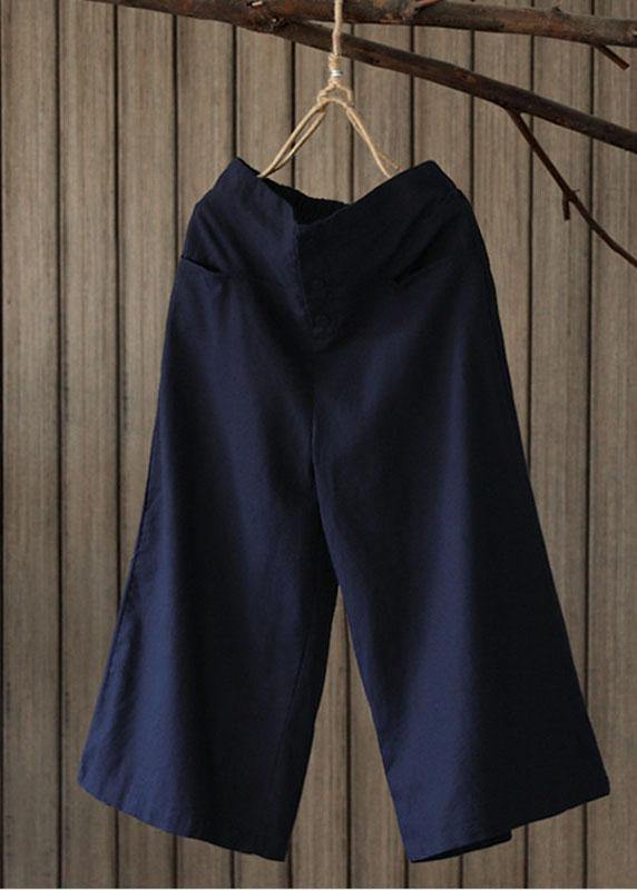 Elastic Waist Wide Leg Pants With Pockets