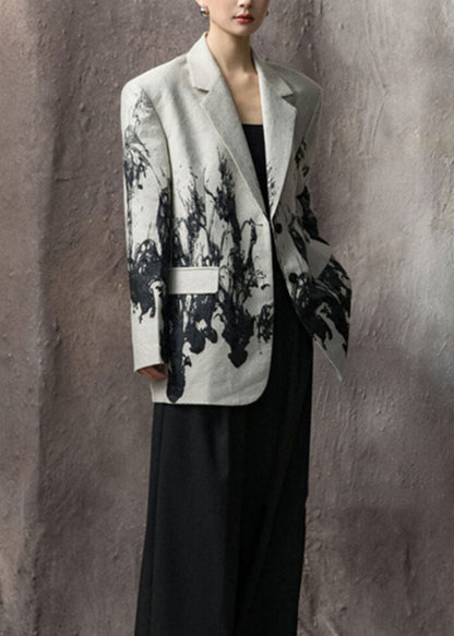 New Peter Pan Collar Print Button Cotton Suit Coats Fall