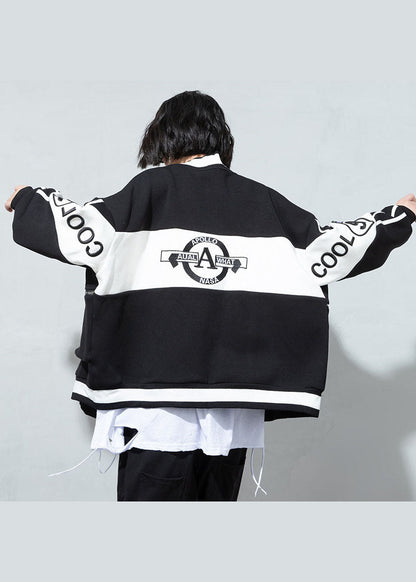 Black V Neck Patchwork Button Coat Spring